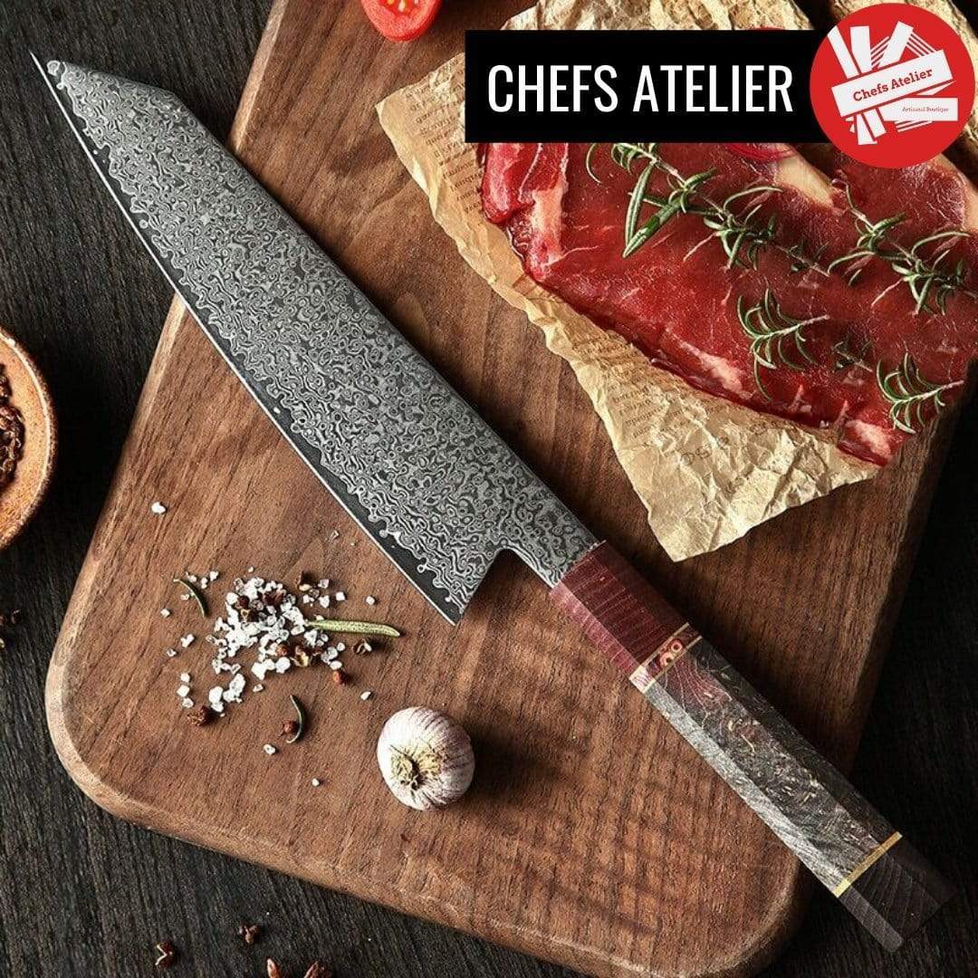 chefslifestyle chef lifestyle Artisanal Boutique Magnolia - kiritsuke Chef Knife 8.2" Knife damascus knives chef knife chef atelier best knife japanese review top lightweight balanced hand made kiritsuke serbian butcher knife hand forged best top quality free shipping high carbon steel