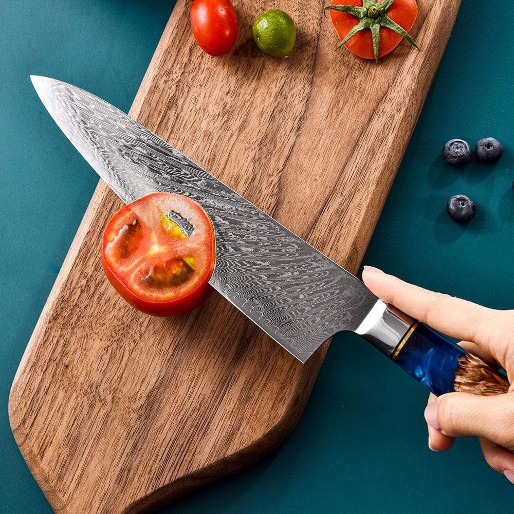 chefslifestyle chef lifestyle Chefs Atelier Kiyomi - Chef knife 8" Knife damascus knives chef knife chef atelier best knife japanese review top lightweight balanced hand made kiritsuke serbian butcher knife hand forged best top quality free shipping high carbon steel