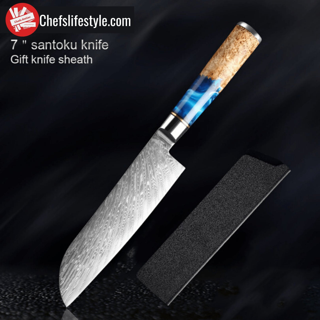 chefslifestyle chef lifestyle Chefs Atelier by Unicommerce Pte. Ltd. Kiyomi Series Knife 7 inch santoku knife damascus knives chef knife chef atelier best knife japanese review top lightweight balanced hand made kiritsuke serbian butcher knife hand forged best top quality free shipping high carbon steel
