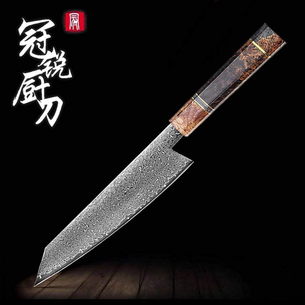 chefslifestyle chef lifestyle Artisanal Boutique Magnolia - kiritsuke Chef Knife 8.2" Knife Wooden Handle 8.2" damascus knives chef knife chef atelier best knife japanese review top lightweight balanced hand made kiritsuke serbian butcher knife hand forged best top quality free shipping high carbon steel