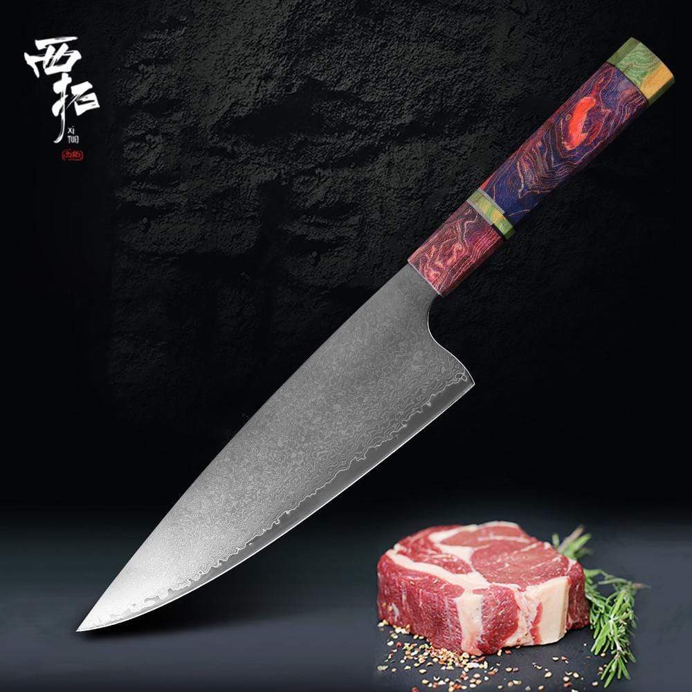 chefslifestyle chef lifestyle Chef Atelier Takeo - Gyuto 8" Knife damascus knives chef knife chef atelier best knife japanese review top lightweight balanced hand made kiritsuke serbian butcher knife hand forged best top quality free shipping high carbon steel