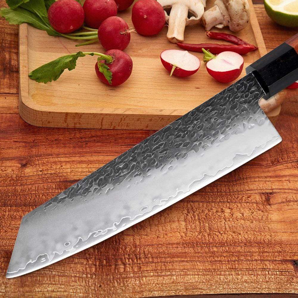 chefslifestyle chef lifestyle Chefs Atelier Yukimura Series Knife damascus knives chef knife chef atelier best knife japanese review top lightweight balanced hand made kiritsuke serbian butcher knife hand forged best top quality free shipping high carbon steel